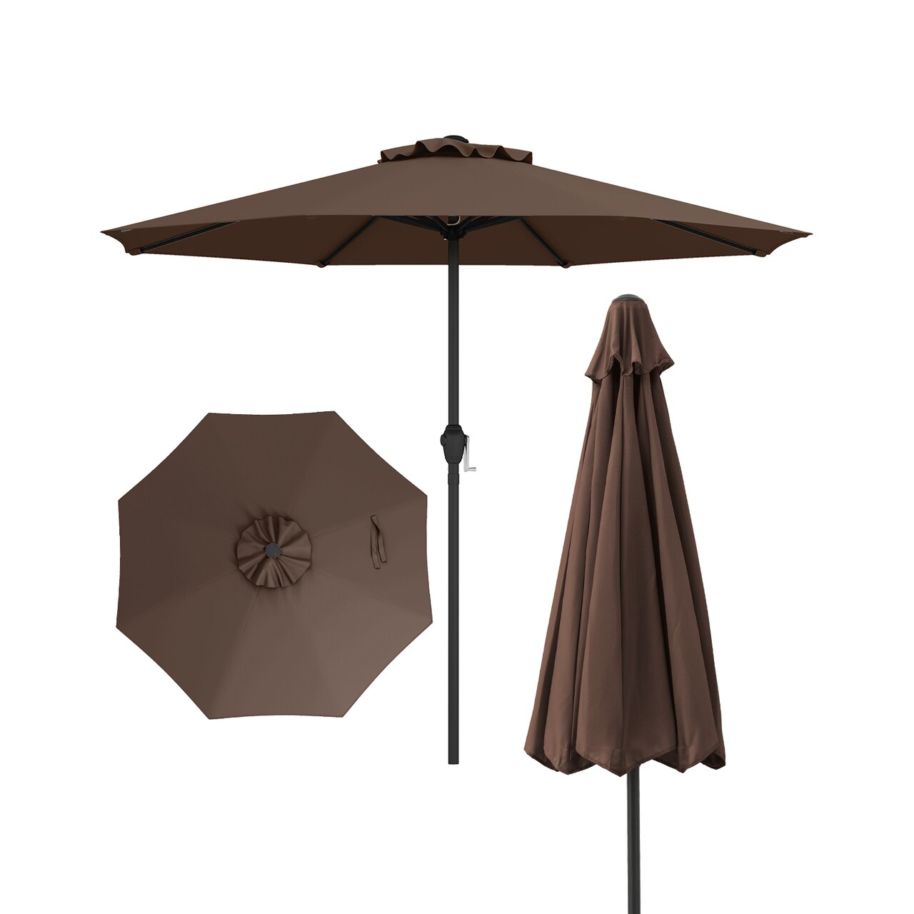 Fabric Outdoor Heavy Duty Market Umbrella with Crank Handle, 8 Sturdy Ribs, UV Protection